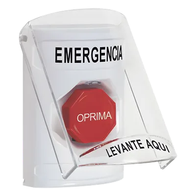Botón Multipropósito / Montaje Superficie / Tapa Policarbonato / Pre-Alarma Integrada / Texto Español / Compatible ADA / Solo Interior