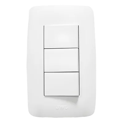 Apagador Triple Sencillo de 10 A/ 127 V CA ~ 60 Hz / Color Blanco.