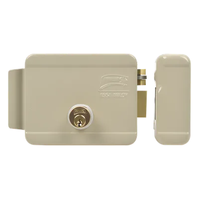Cerradura Eléctrica / Doble Cerrojo / 12 VCC/VCA / Activación por Pulso 2 s / Exterior Derecha / 129 x 103 x 38 mm