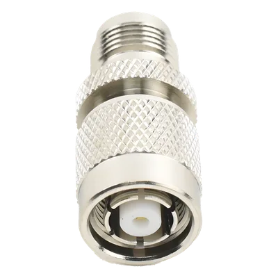 Adaptador RF en Línea / Conector TNC Macho Inverso a TNC Hembra / Cuerpo Bronce Niquelado / Contacto Oro / Aislante Teflón