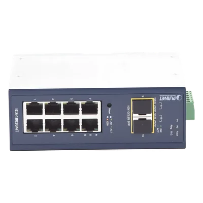 Switch Industrial Administrable Capa 2 / 8 Puertos 10/100/1000T / 2 Puertos SFP 1G/2.5G / IP30 / Relé Alarma 1A / Doble 12-48VDC