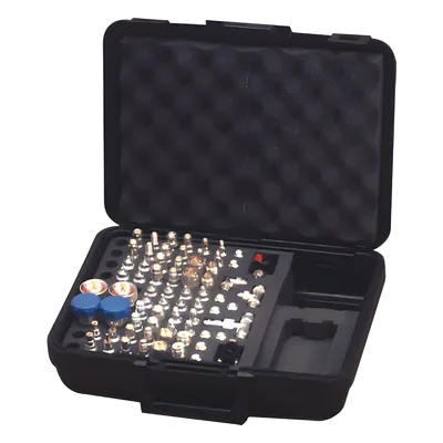 Kit de Adaptadores RF / 70 Piezas / Conectores Unidapt / Estuche con Bisagras / Bronce Fosforado con Oro