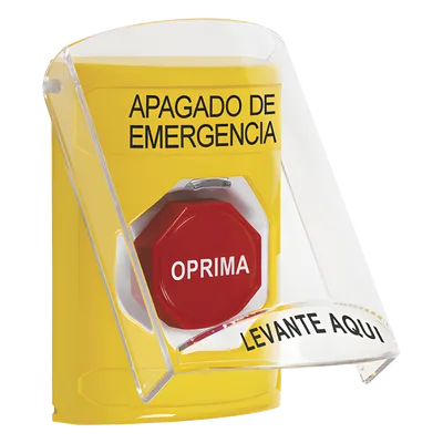 Botón de Emergencia / Tapa Policarbonato Resistente / Restablecimiento con Llave / LED Opcional / UL cUL ADA / Interior y Exterior