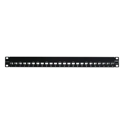 Patch Panel UTP de 24 Puertos / Categoría 6 / Plano / 1UR / Precargado con Jacks Z-MAX / Acero 18 Gauge