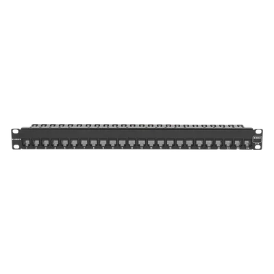 Patch Panel UTP de 24 Puertos / Categoría 6 / Plano / 1UR / Precargado con Jacks Z-MAX / Acero 18 Gauge