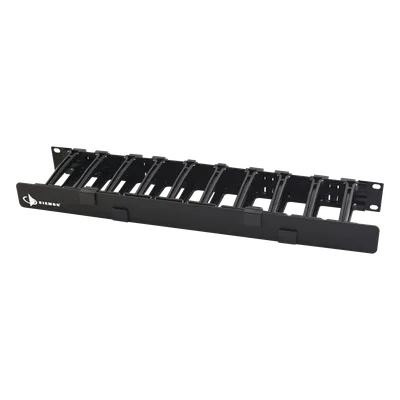Organizador de Cable Horizontal / 19in Rack / 4in (0.33ft) Profundidad / 1UR / Puerta Doble Bisagra