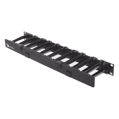 Organizador de Cable Horizontal / 19in Rack / 4in (0.33ft) Profundidad / 1UR / Puerta Doble Bisagra