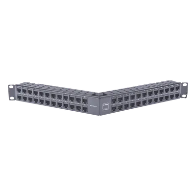Patch Panel / 48 Puertos / Blindado / Modular / Angulado / 1UR / Alta Densidad