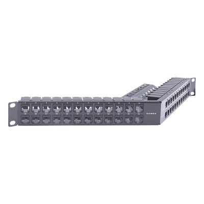 Patch Panel / 48 Puertos / Blindado / Modular / Angulado / 1UR / Alta Densidad