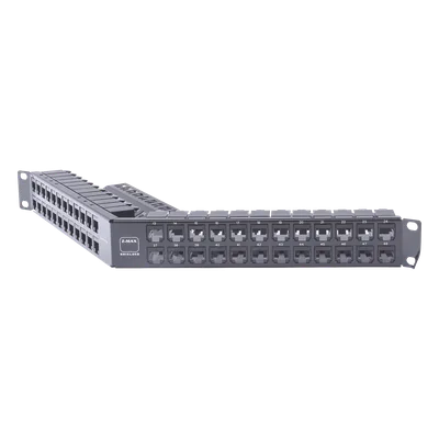 Patch Panel / 48 Puertos / Blindado / Modular / Angulado / 1UR / Alta Densidad