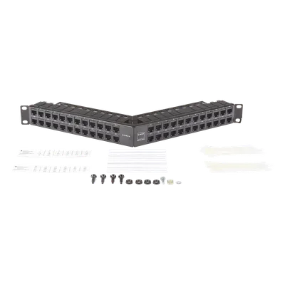 Patch Panel / 48 Puertos / Blindado / Modular / Angulado / 1UR / Alta Densidad