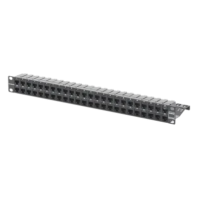Patch Panel / 48 Puertos / Cat 6A Blindado / Plano / 1UR / Acero 18 Gauge