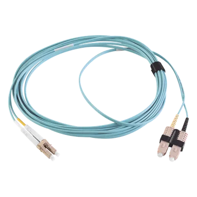 Jumper de Fibra Óptica / Multimodo 50/125 OM3 / LC-SC Duplex / OFNR / 5 m (16.40 ft) / Color Aqua