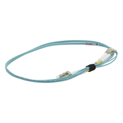 Jumper de Fibra Óptica Multimodo 50/125 OM3 / LC-LC Duplex / OFNR / Aqua / 1 Metro (3.28 Pies)