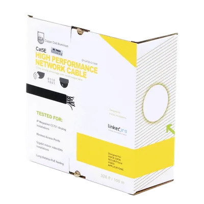 Bobina de Cable / Cat5e / 100 m (328 pies) / CCA / Calibre 24 / UTP / 100 MHz / Interior