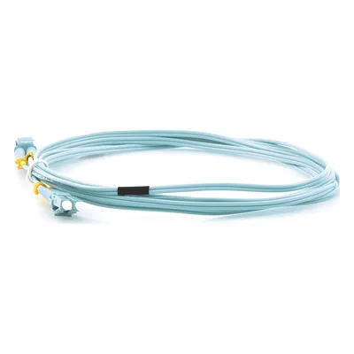 Jumper de Fibra Óptica Multimodo LC-LC duplex 10 G, 50/125 OM3, Color Aqua, 3 Metros