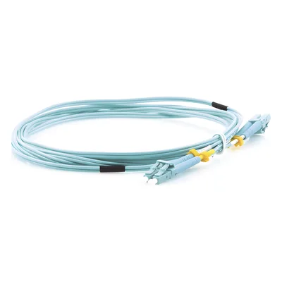 Jumper de Fibra Óptica Multimodo LC-LC duplex 10 G, 50/125 OM3, Color Aqua, 3 Metros