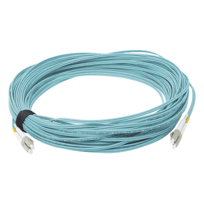 Jumper de Fibra Óptica / OM3 50/125 / LC-LC Duplex / OFNR / 30 m (98.43 pies) / Aqua