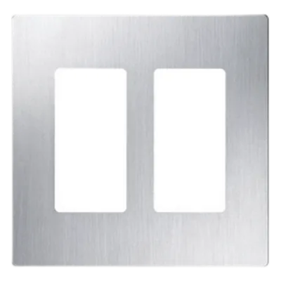 Placa de Pared 2 Espacios / Diseño sin Tornillos / Apertura Tipo Designer / Acabado Acero Inoxidable