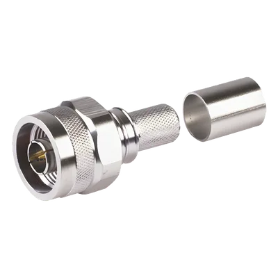 Conector Coaxial N Macho / Ensamble Plegable / Pin Cautivo No Soldable / 50 Ohm / PTFE / Cables RG8-LMR400