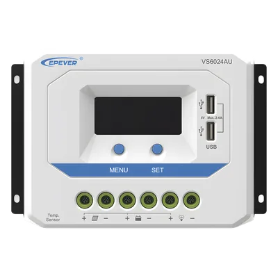 Controlador Solar PWM / 60A / 12/24V Auto / Doble USB / Pantalla LCD / VOC 50V / Tierra Positivo Común / Entrada 9V-32V