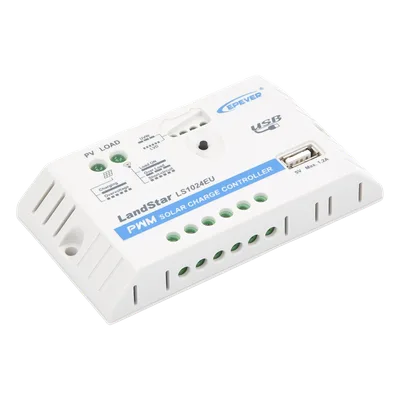 Controlador de Carga Solar PWM / 10A / 12/24V Auto / USB 5V/2A / Tierra Positivo Común / LED