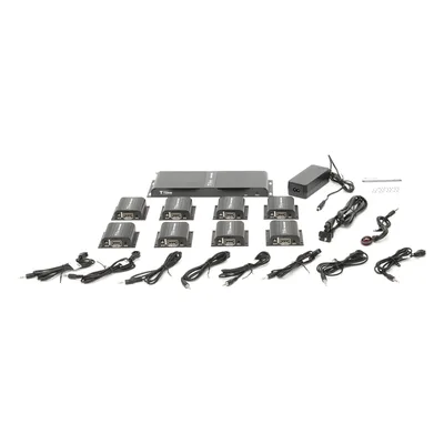 Kit Divisor y Extensor HDMI (Extender Splitter) / Divide 1 Fuente HDMI a 8 Pantallas / Extiende la señal HDMI hasta 40 m / Resolución 1080P @ 60 Hz / Cat 6/6a/7 / Uso 24/7 / Salida Loop en el Tx / IR