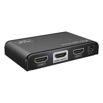 Divisor (Splitter) HDMI 4K de 1 entrada a 2 salidas / Soporta 4K×2K / HDMI 2.0 /  HDCP 2.2 / HDMI 3D / Longitud del cable de Entrada ≤30m, Salida ≤25m / Divide 1 Entrada de video HDMI  a 2 Salidas de 