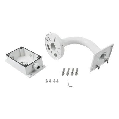 Montaje Universal de Pared / Cuello de Ganso Anti-Retorno / Caja de Conexiones Exterior / Carga 4.5 kg / Aluminio Blanco