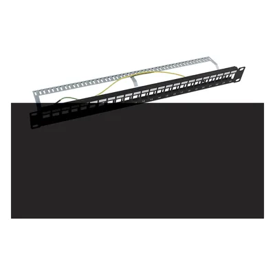 Panel de Parcheo Modular Blindado / 24 Puertos STP / 1U / Acero SPCC 1.5mm / Ángulo Ajustable ±30'