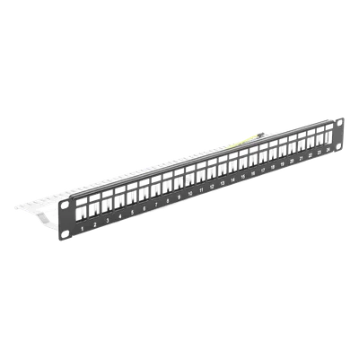Panel de Parcheo Modular Blindado / 24 Puertos STP / 1U / Acero SPCC 1.5mm / Ángulo Ajustable ±30'