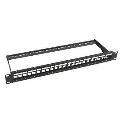 Patch Panel / 24 Puertos / 1U Rack / Acero al Carbono / Barra Organizadora / 19"