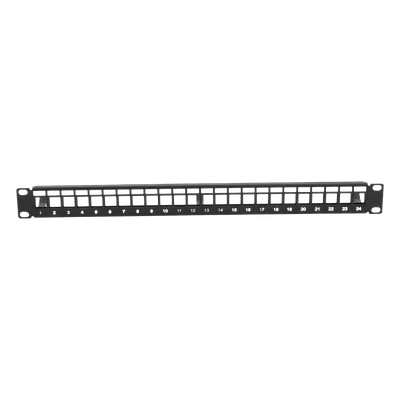 Patch Panel / 24 Puertos / 1U Rack / Acero al Carbono / Barra Organizadora / 19"