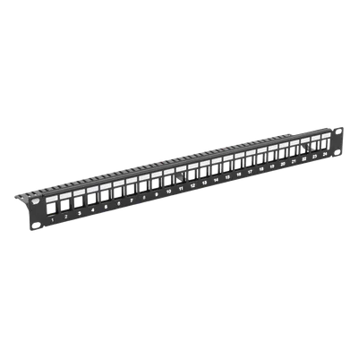 Patch Panel / 24 Puertos / 1U Rack / Acero al Carbono / Barra Organizadora / 19"