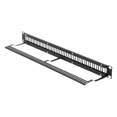 Patch Panel / 24 Puertos / 1U Rack / Acero al Carbono / Barra Organizadora / 19"