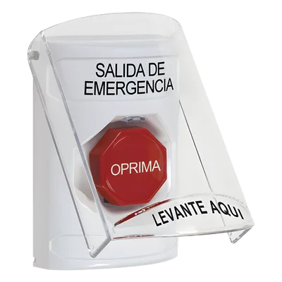 Botón Multipropósito / Texto Salida de Emergencia / Llave para Restablecer / Bocina de Alarma Integrada / Tapa de Policarbonato / 2 Relevadores Forma C / Interior