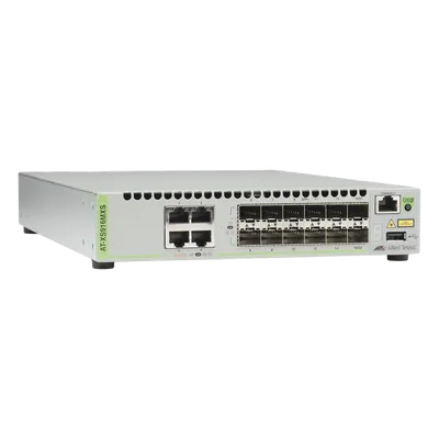 Switch Capa 3 Stackeable / 12 Puertos SFP/SFP+ 10G / 4 Puertos RJ-45 100/1000/10G / 238 Mpps / AlliedWare Plus
