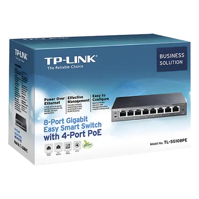Switch PoE Easy Smart / 8 puertos Gigabit / 4 puertos PoE 802.3af / 55 W total / 11.9 Mpps
