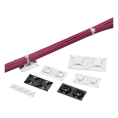 Base Adhesiva para Cinchos / 4 Vías / 25.4 mm x 25.4 mm (1in x 1in) / Interior / ABS Blanco