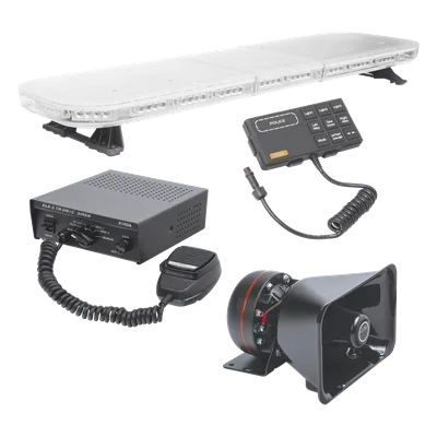 Kit de Equipamiento para Seguridad Pública / Barra LED 88 LEDs G3 / Sirena 100W 7 Tonos / Bocina 100W 8 Ohm / IP65 / SAE / 118 cm (46.5 in)