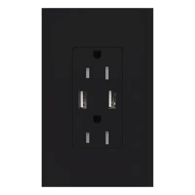 Tomacorriente de Pared / 15 A / 2 Puertos USB Tipo A / 3.8 A / Resistente a Manipulaciones / Color Midnight