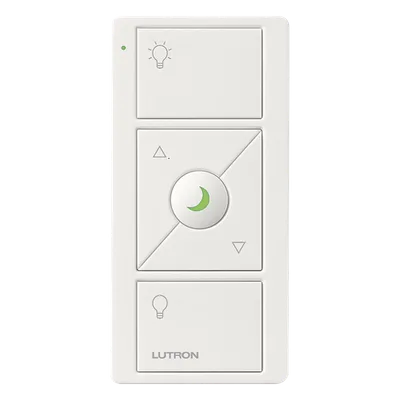 Control remoto inalámbrico / 3 botones + subir-bajar / luz nocturna / RF 431-437 MHz / batería CR2032 / Caseta Wireless y RadioRA 2 / blanco brillante
