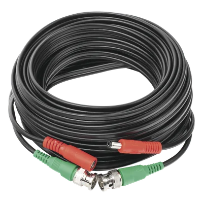 Cable Coaxial Siames / BNC RG59 + Alimentación / 10 Metros (32.81 Pies) / 100% Cobre / 4K / Interior y Exterior