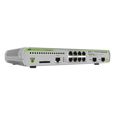 Switch Administrable Capa 3 / 8 Puertos RJ-45 10/100/1000 Mbps / 2 Puertos SFP Gigabit / 20 Gbps Switching Fabric / 1U Rack / 1.08 x 0.75 x 0.14 ft