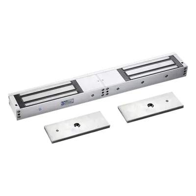 Chapa Magnética Doble para Aplicación en Puertas de Doble Hoja. 1200 lbs(x 2). LED