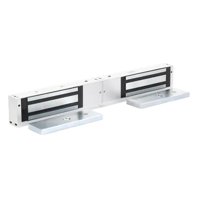 Chapa Magnética Doble para Aplicación en Puertas de Doble Hoja. 1200 lbs(x 2). LED