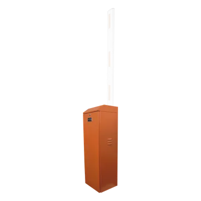 Barrera vehicular izquierda / Soporta brazo de hasta 3 m / Apertura en 1.5 s /Final de carrera ajustable por programación / Movimiento fluido / Diseño elegante color naranja
