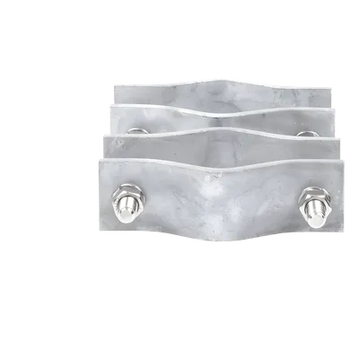Juego de Abrazaderas Dobles / Mástiles 3.8 a 8.9 cm (1.5 a 3.5 in) / Separación 12 cm (4.75 in) / Acero Galvanizado / Torres Cuadradas o Redondas