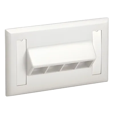 Placa de Pared Horizontal / 4 Puertos Keystone / 69.8 x 114.3 mm / 2.75 x 4.5 pulg. / Blanco Mate