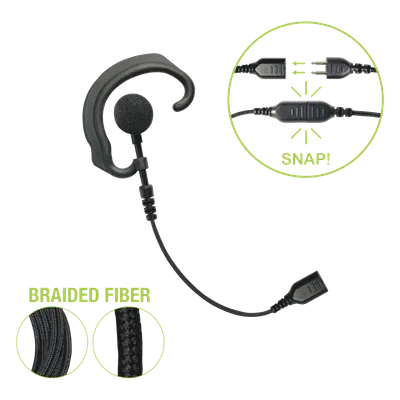 Auricular de Gancho para Oído / Cable de Fibra Trenzada / Conector SNAP / Altavoz Giratorio / Compatible Micrófono Solapa 1 o 2 Hilos